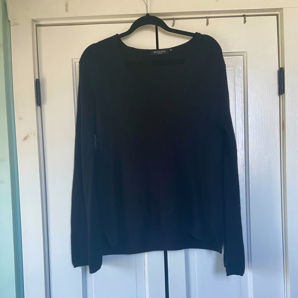 NASTY GAL flare sleeved V neck sweater